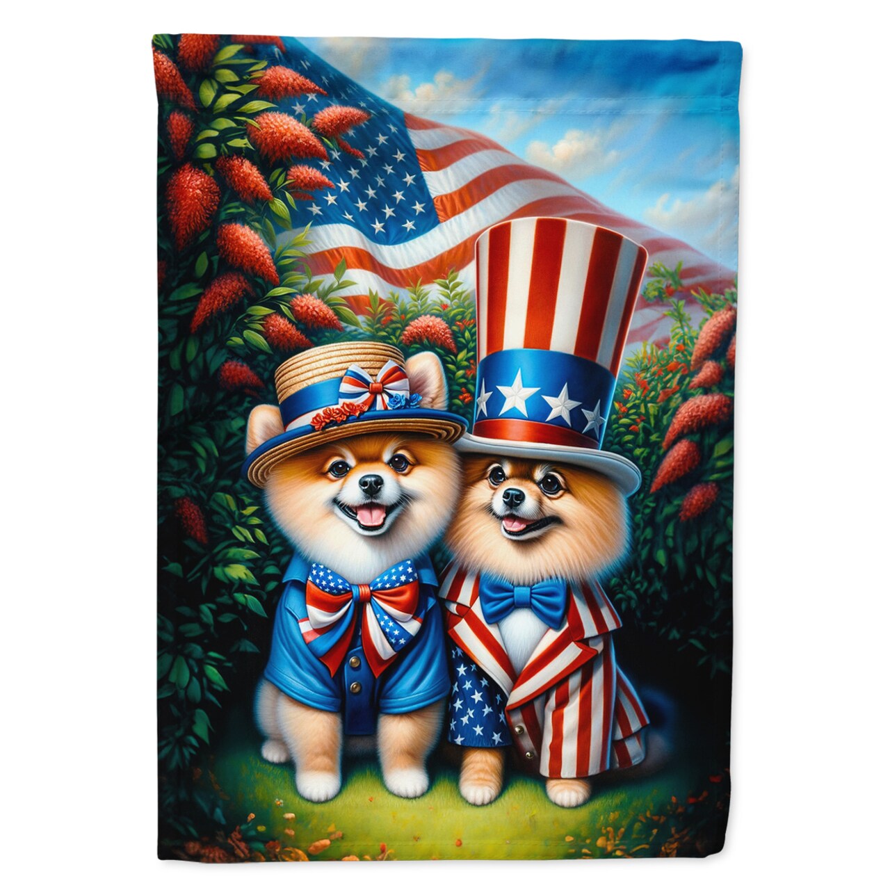 Caroline's Treasures All American Pomeranian Garden Flag